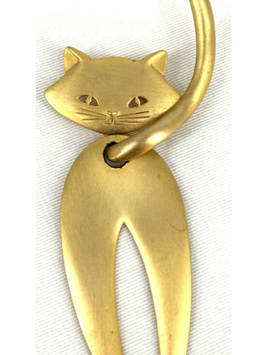 JJ Jewelry - JJ Jonette Jewelry Large Cat Brooch Pin Gold Tone Articulated Head Gold Tone 4.5